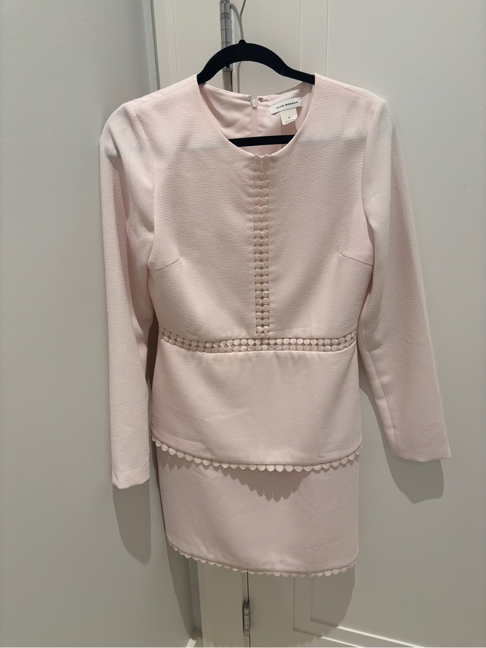Club Monaco Pale Pink Textured Formal Dress with Scallop Trim